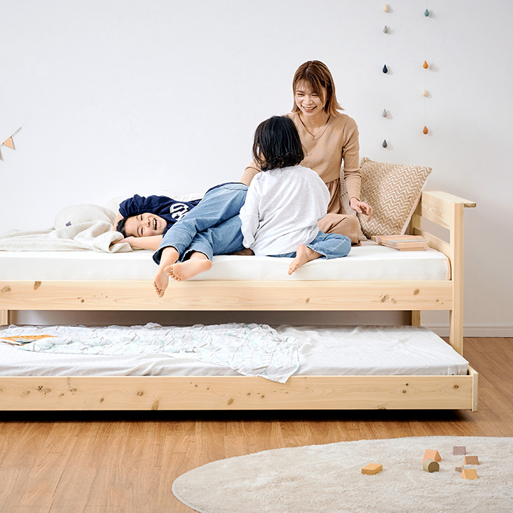 5年保証 国産 親子ベッド Hinoki(ヒノキ) シングルベッド+子ベッド 九州産ひのき材使用の通販情報