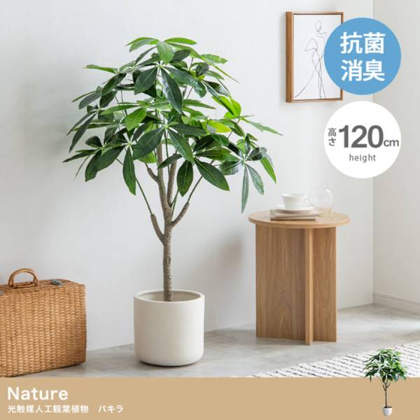 フェイクグリーン 高さ120cm 大型 光触媒 人工観葉植物 パキラ Nature(ナチュレ)