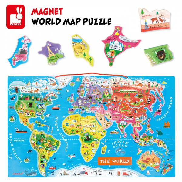 Janod Magnet World Map Puzzle マグネットワールドマップパズル 92ピース 家具通販のわくわくランド 本店